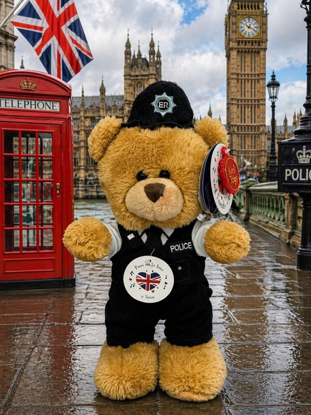 NWT Keel Toys Pipp The Bear and Friends UK Police Officer Teddy Bear Plush ER